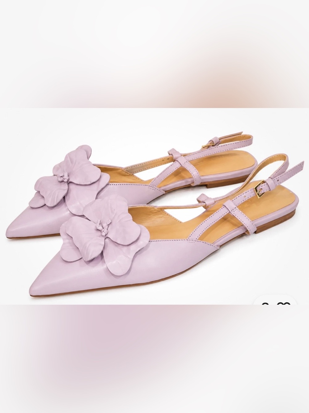 NWOB Ann Taylor Flower Leather Slingback Flats Size 8.5